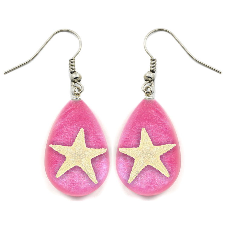 pink starfish earrings