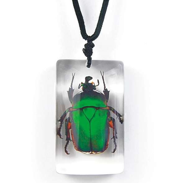 green scarab beetle necklace