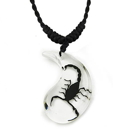 white black scorpion necklace