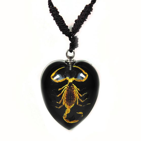 black gold scorpion heart shaped necklace