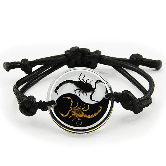black white ying yang scorpion bracelet