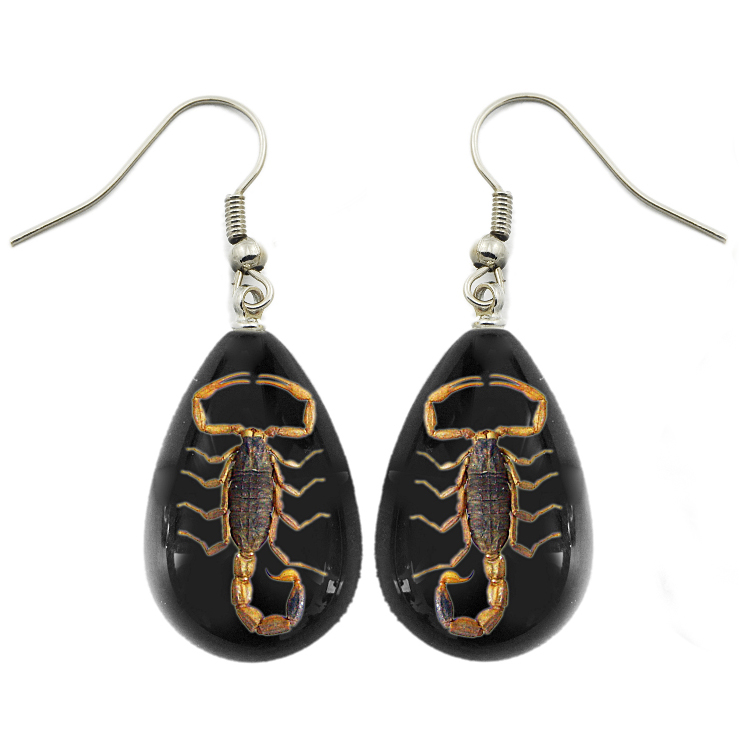 gold black scorpion earrings