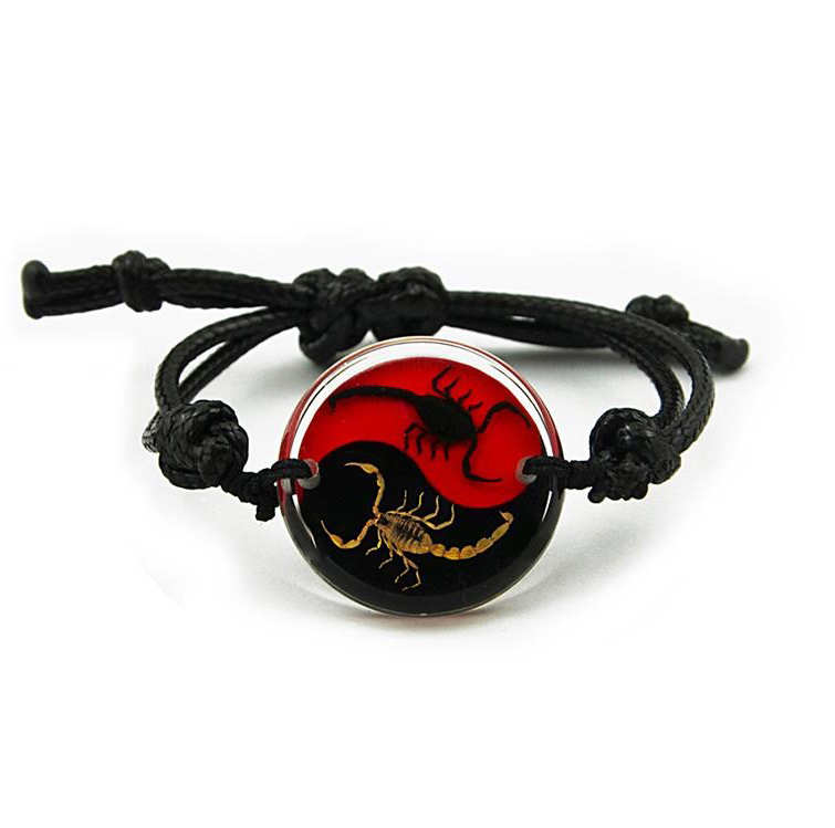 black red ying yang scorpion bracelet