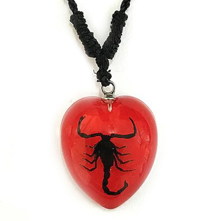 red black scorpion heart shaped necklace