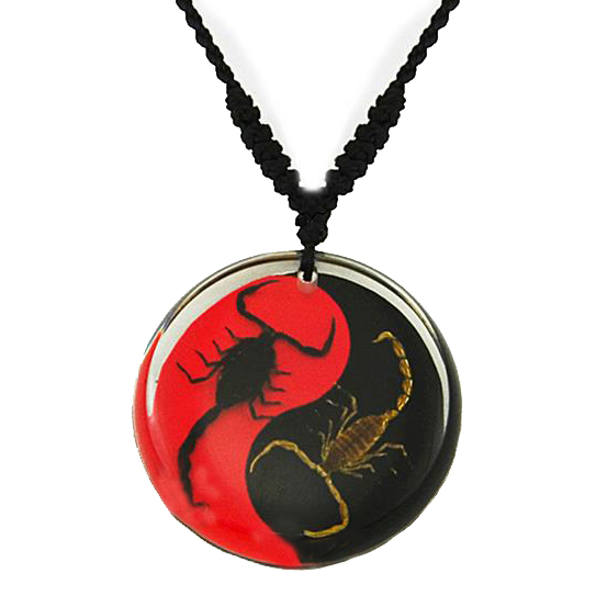 scorpion necklace red black yin yang