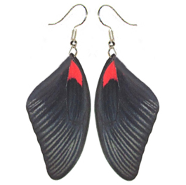 Papilio rumanazovia red pink black forewing earrings