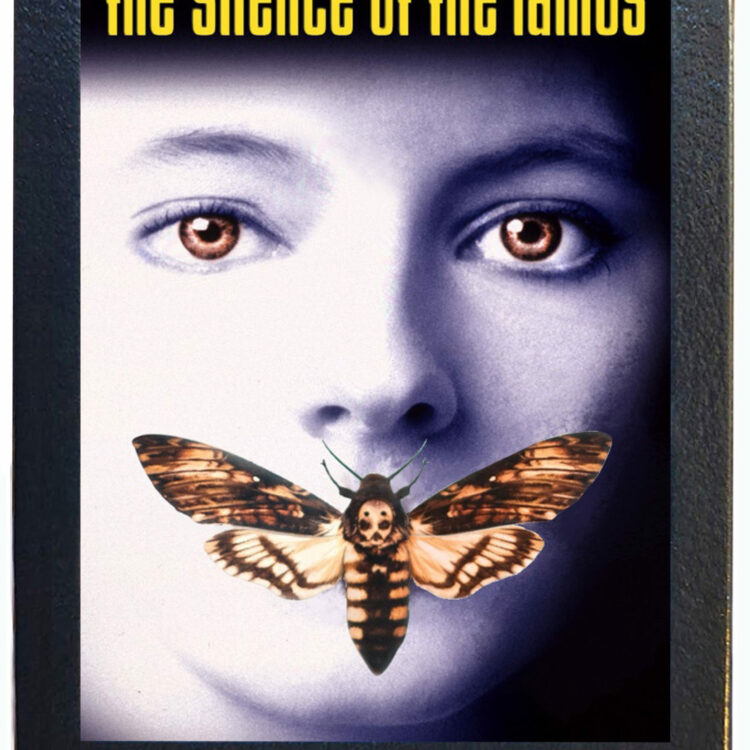 Acherontia styx death’s head moth framed with movie poster Silence of the Lambs Thailand REPLICA