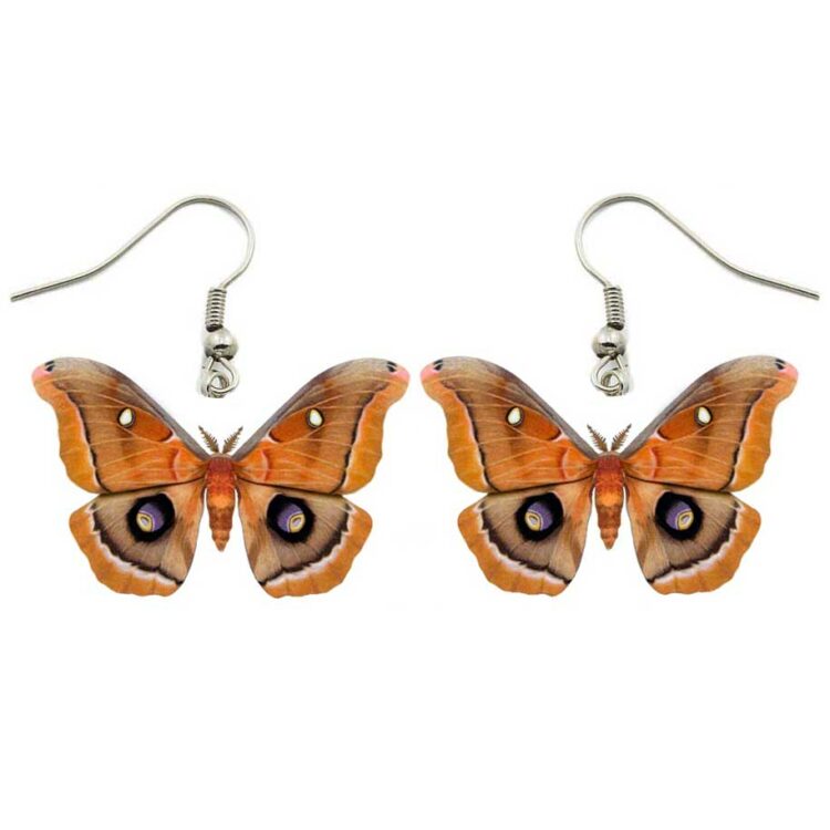 Antheraea polyphemus saturn moth USA REPLICA earrings