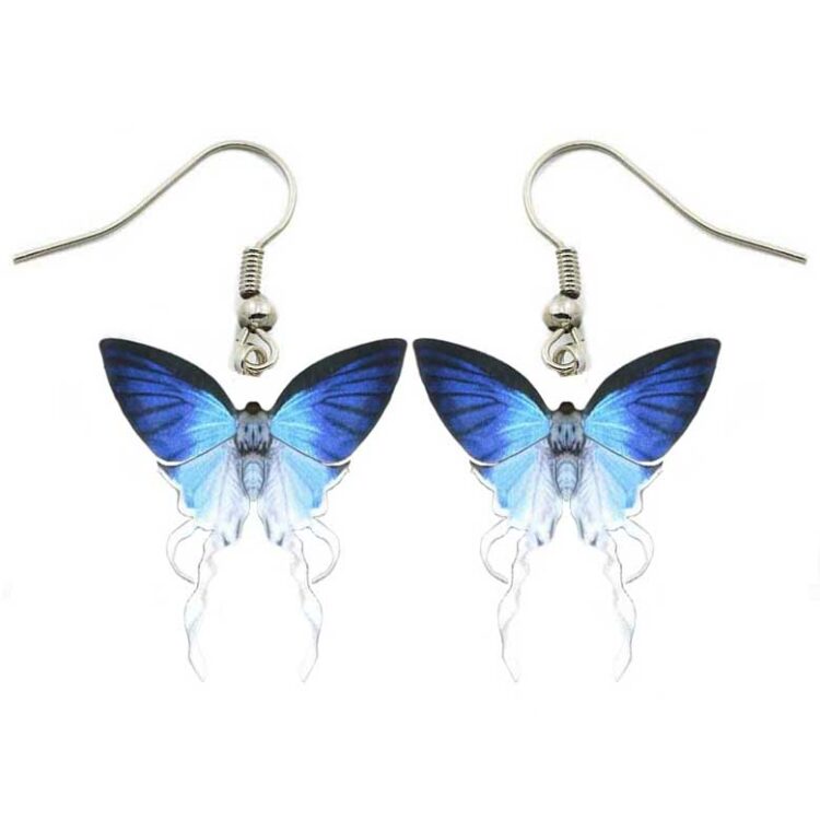 Zeltus amasa blue white hairstreak butterfly India REPLICA earrings