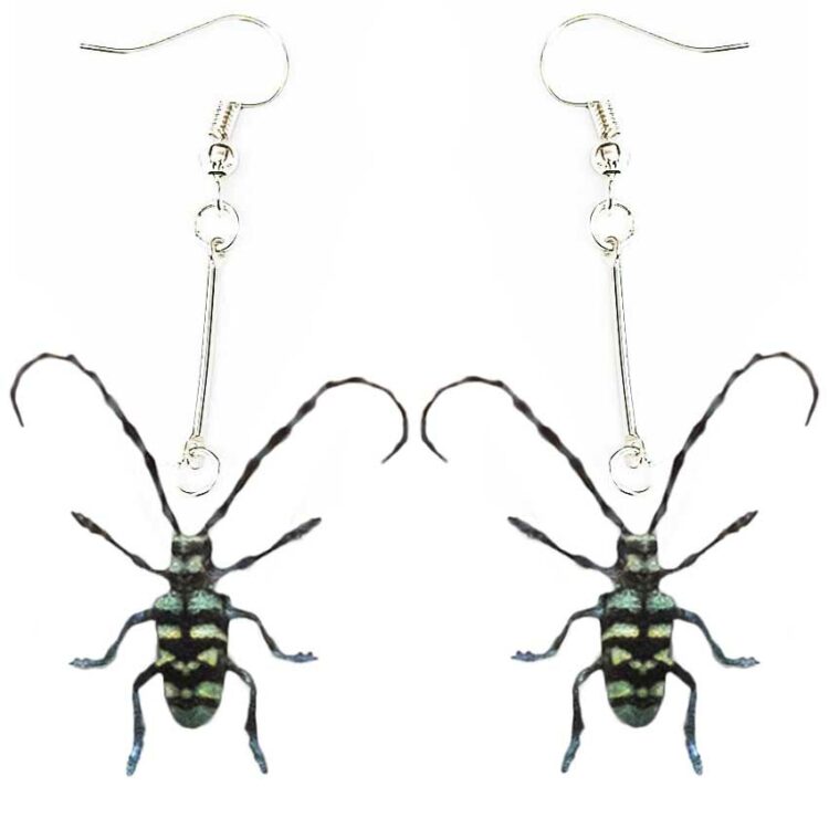 longhorn beetle replica earrings