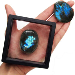 Labradorite palm stone green blue gemstone mineral Madagascar