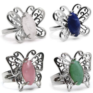 Butterfly gemstone ring adjustable one size fits all